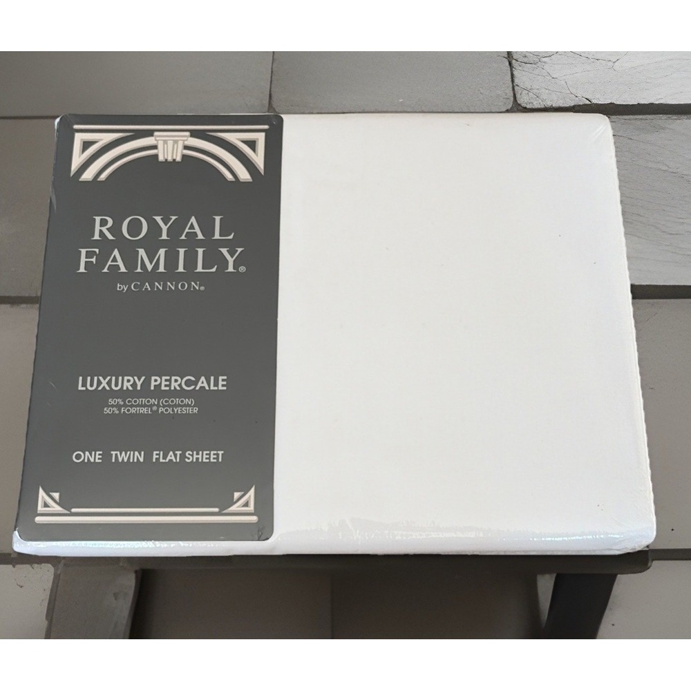 Vintage Royal Family By Cannon Sequences II Twin size Flat Sheet White NEW